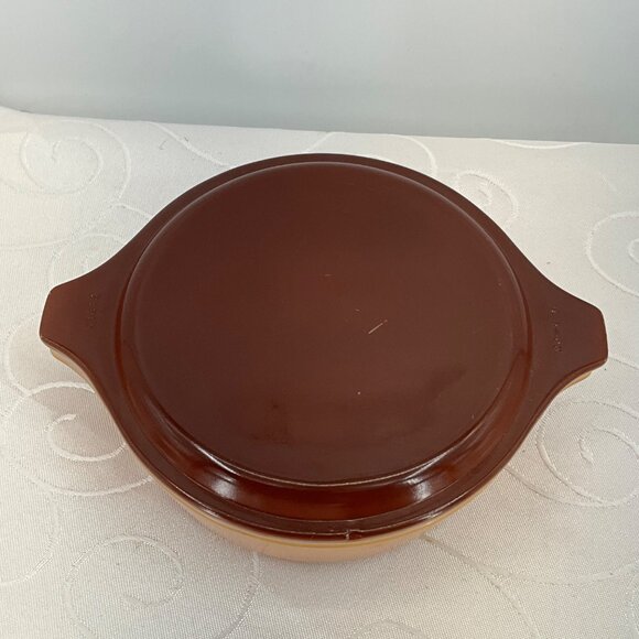 Vintage Pyrex 471-B Brown & Yellow Glass Casserole Dish With Lid 1 Pint #471 - Picture 6 of 9